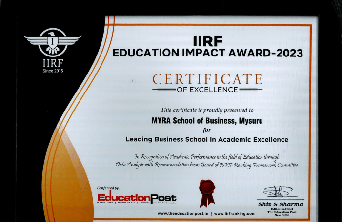 MYRA School of Business Mysore IIRF 2023 -  Rankings photo 12
